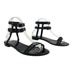 Diesel Women's Size 37 US 7 Black Gladiator Flat Sandals Braided Ankle Strap